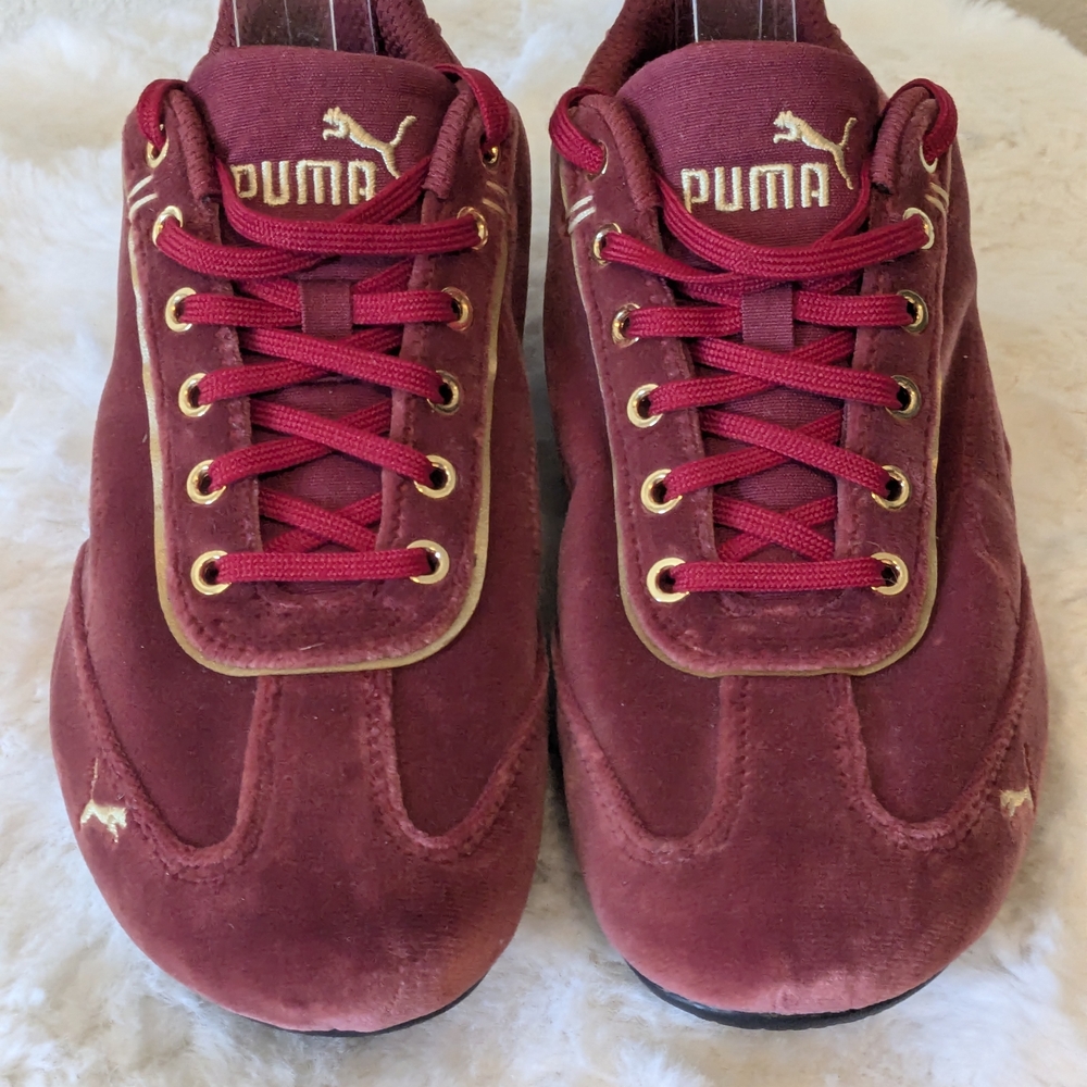 Puma Women’s Speedcat Velvet " Intense Red" Sneakers Gold Logo SoftFoam Size 9